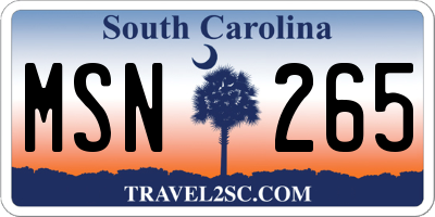 SC license plate MSN265