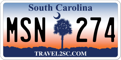 SC license plate MSN274