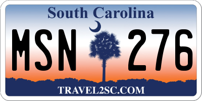 SC license plate MSN276