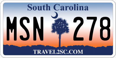 SC license plate MSN278