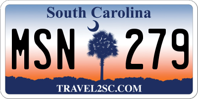 SC license plate MSN279