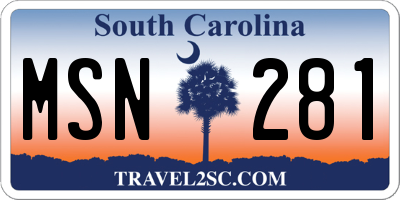 SC license plate MSN281