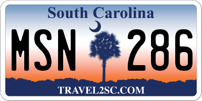SC license plate MSN286