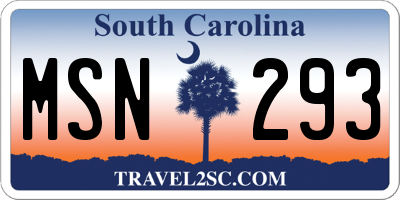 SC license plate MSN293