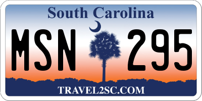 SC license plate MSN295
