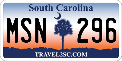 SC license plate MSN296