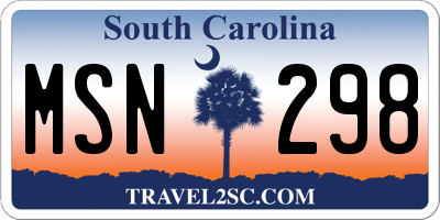 SC license plate MSN298