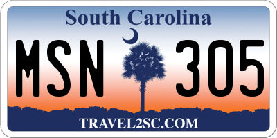 SC license plate MSN305