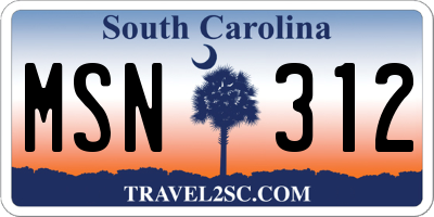 SC license plate MSN312