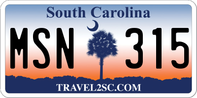 SC license plate MSN315