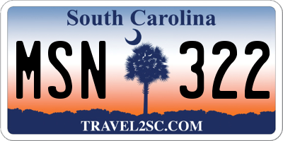 SC license plate MSN322