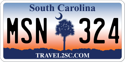SC license plate MSN324