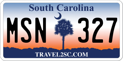 SC license plate MSN327