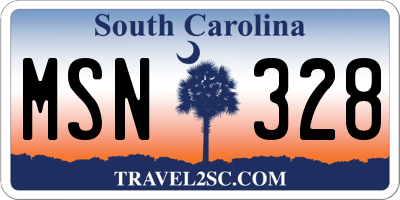SC license plate MSN328