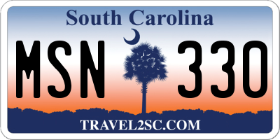 SC license plate MSN330