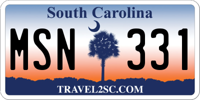 SC license plate MSN331