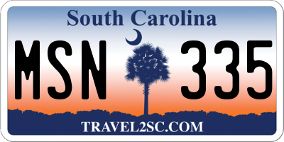 SC license plate MSN335