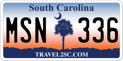 SC license plate MSN336