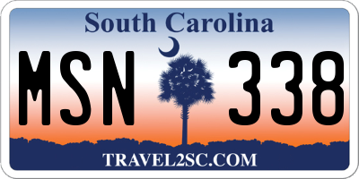 SC license plate MSN338
