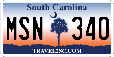 SC license plate MSN340