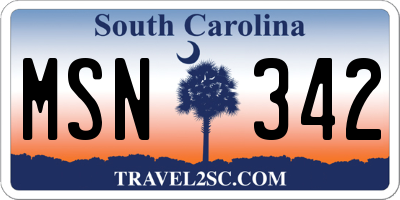 SC license plate MSN342