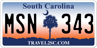 SC license plate MSN343