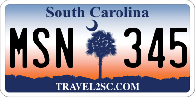 SC license plate MSN345