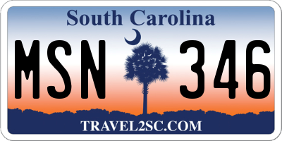 SC license plate MSN346