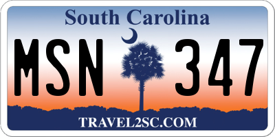 SC license plate MSN347