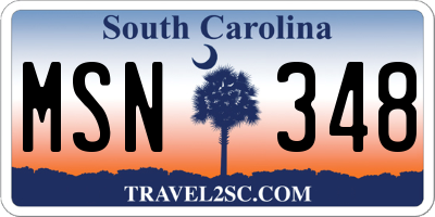 SC license plate MSN348
