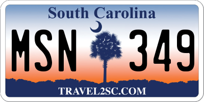 SC license plate MSN349