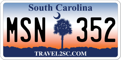SC license plate MSN352