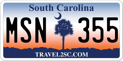 SC license plate MSN355