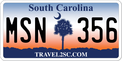 SC license plate MSN356