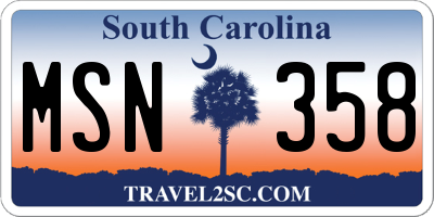 SC license plate MSN358