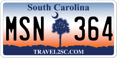 SC license plate MSN364
