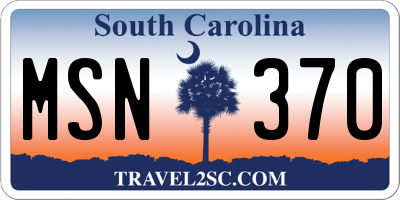 SC license plate MSN370