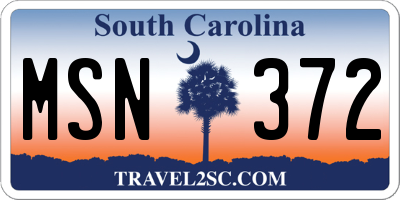 SC license plate MSN372