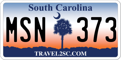 SC license plate MSN373