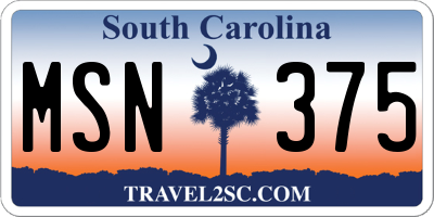 SC license plate MSN375