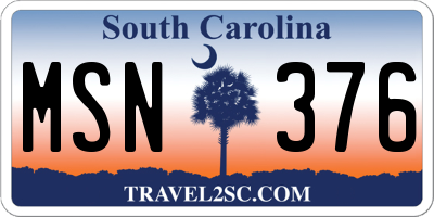 SC license plate MSN376