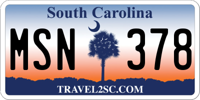 SC license plate MSN378