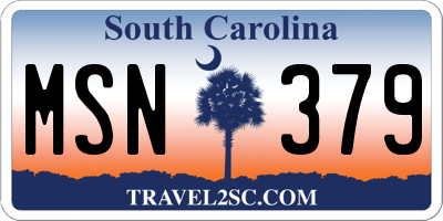 SC license plate MSN379