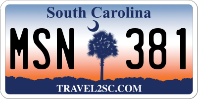 SC license plate MSN381