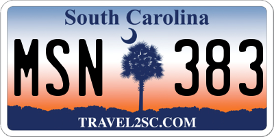 SC license plate MSN383