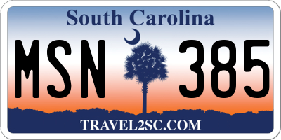 SC license plate MSN385