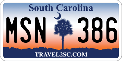 SC license plate MSN386