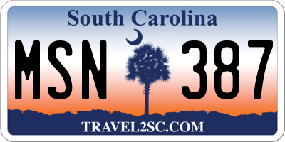 SC license plate MSN387