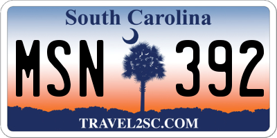 SC license plate MSN392