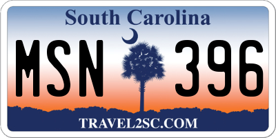 SC license plate MSN396
